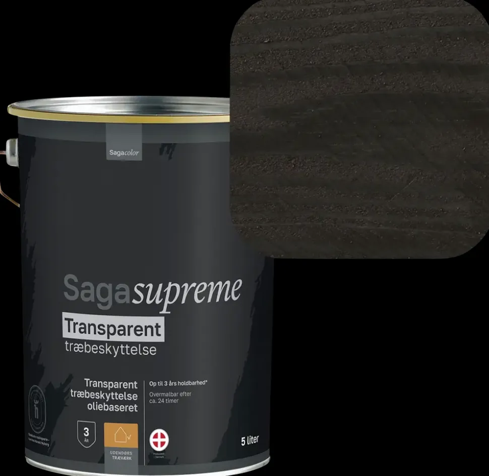 SagaSupreme Transparent Træbeskyttelse 5 liter - Sort