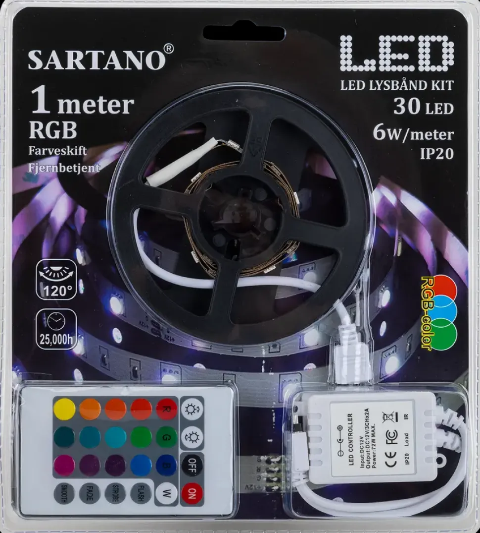 SARTANO Flexstrip RGB LED og fjernbetjening - 1 meter