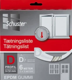 Schuster Tætningsliste D 6 x 9 mm 6 m