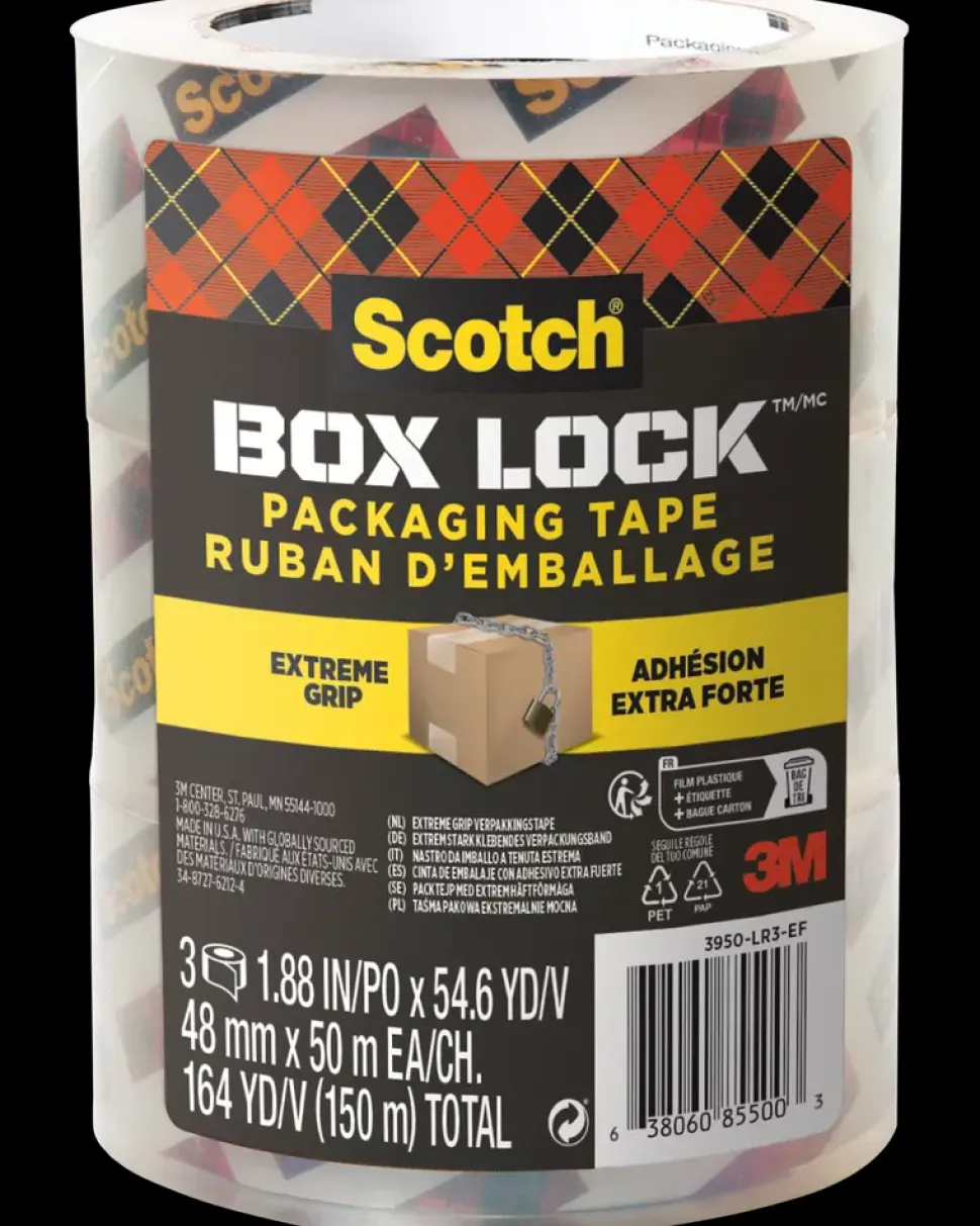 Scotch® Box Lock™ Emballagetape 48 mm x 50 meter 3-pak
