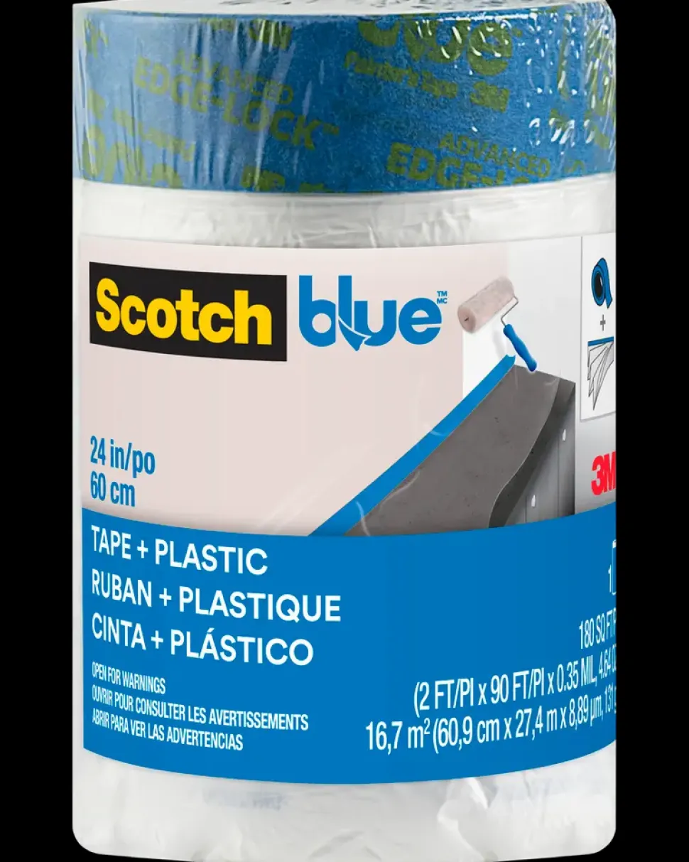 ScotchBlue™ Afdækningsplast Refill med tape – 60,9 cm x 27,4 meter