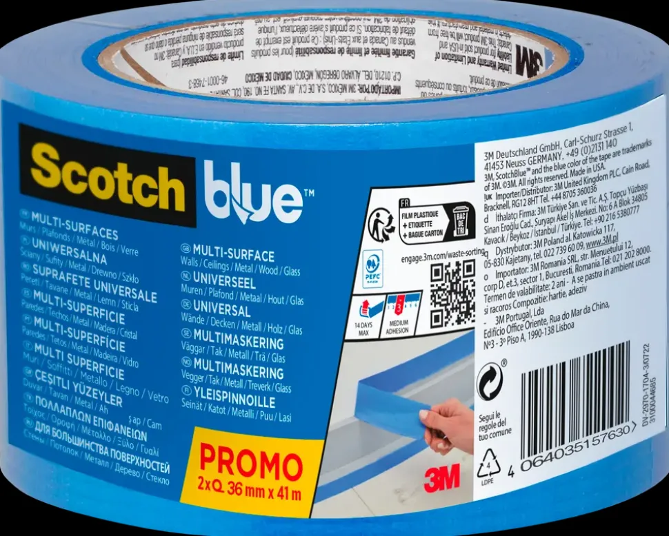 ScotchBlue™ Afdækningstape 36 mm x 41 meter 2-pak