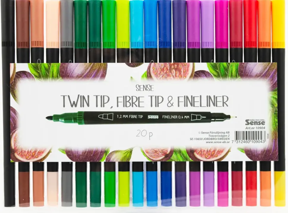 Sense Fineliner tyk/tynd 20 stk.