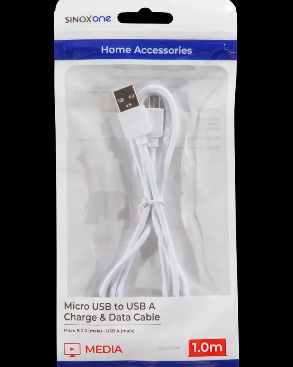 SINOX Micro-USB b-a 1 meter - hvid