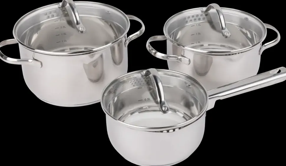 SJÖBO Gryder i rustfrit stål 6 dele