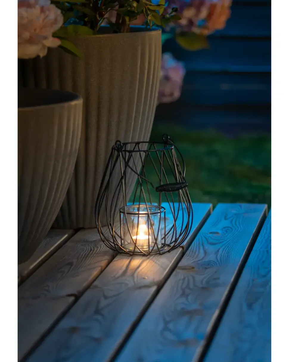 SJÖBO Lanterne med glasindsats H. 33 cm - metal