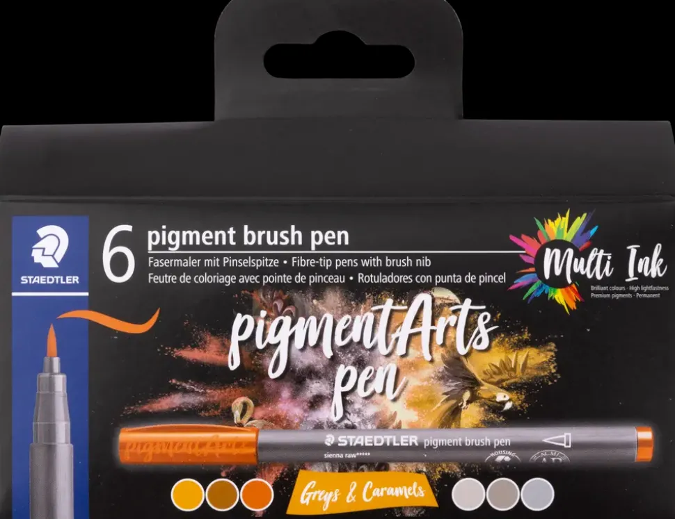 Staedtler Pensel tusch pigmentart grå/gul 6-pak