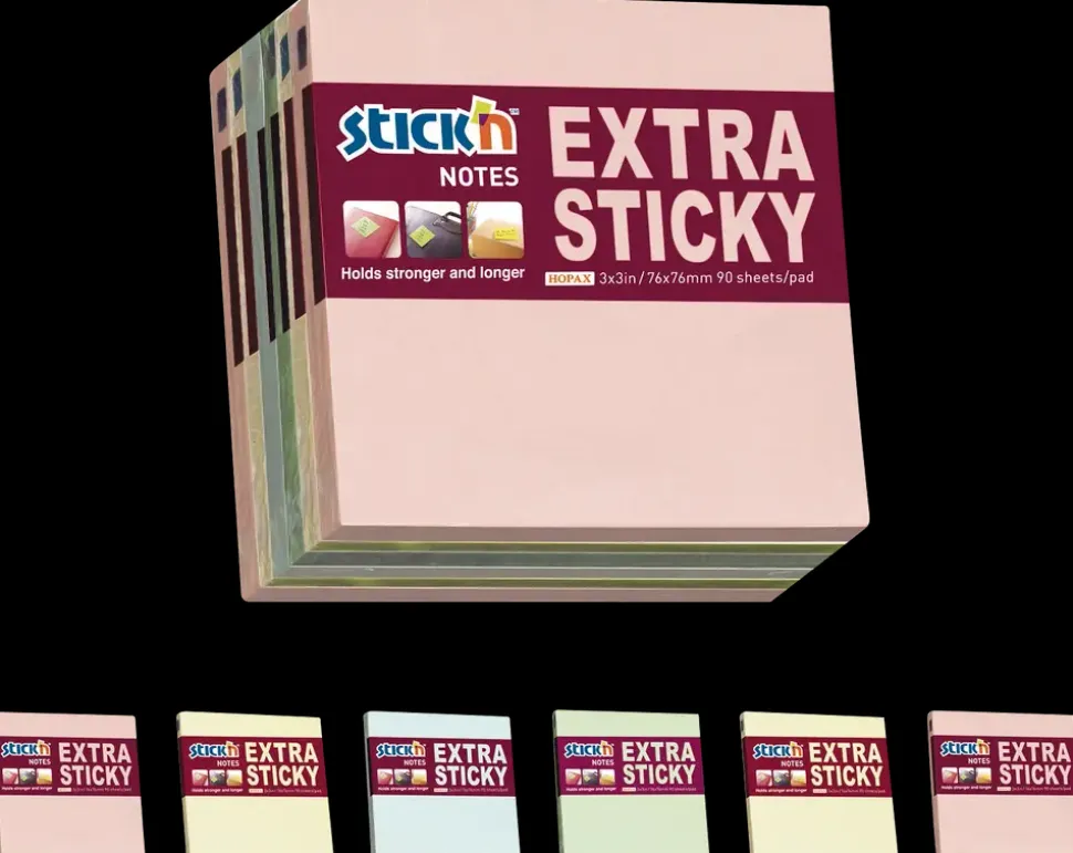 Sticky notes 76x76 mm 90 ark x 6 blokke - pastel farver