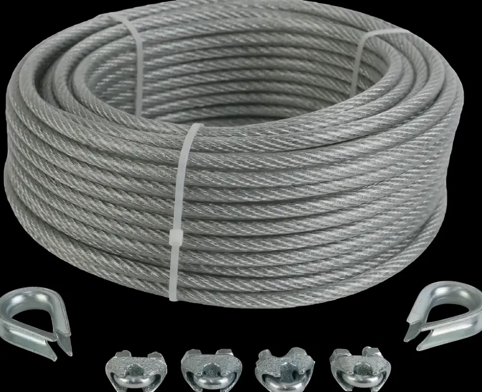Stålwiresæt Ø6 mm 25 meter PVC