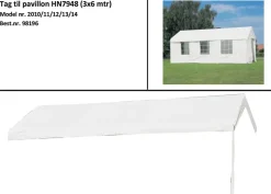 Tag til Partytelt 3 x 6 m - hvid