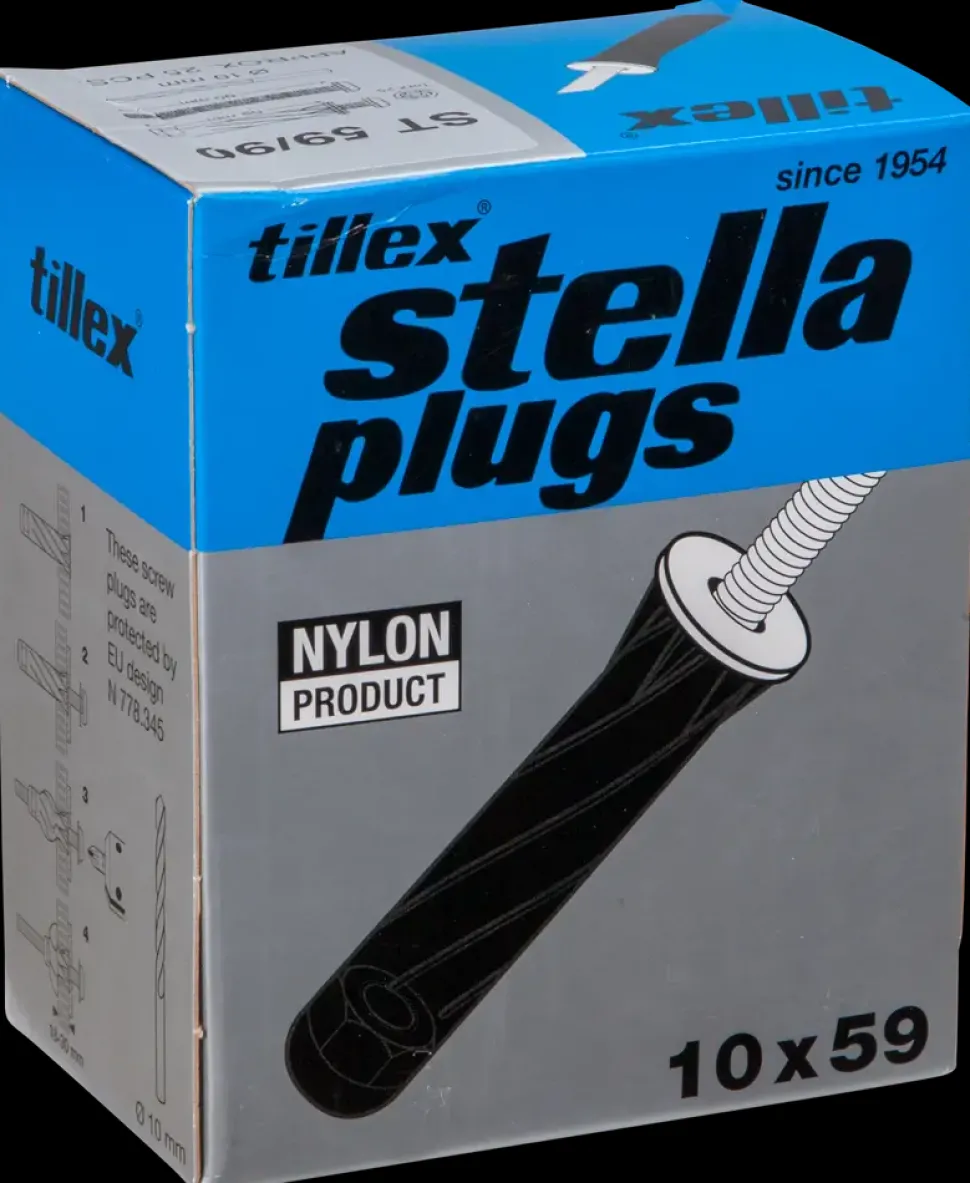 Tillex Plugs pan 5 x 90 mm - sort 25-pak