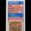 Træskrue messing 3 x 30 mm 20-pak