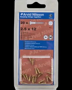 Træskrue messing 2,5 x 12 mm 20-pak