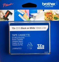 TZe tape 4 m - hvid/sort