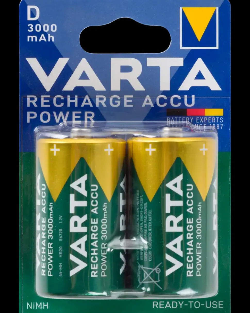 VARTA Genopladelig batteri - D 3000mAh 2-pak